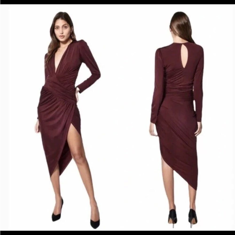 Young Fabulous and Broke  Genesis Burgundy Bodycon Ruched Dress, Size M